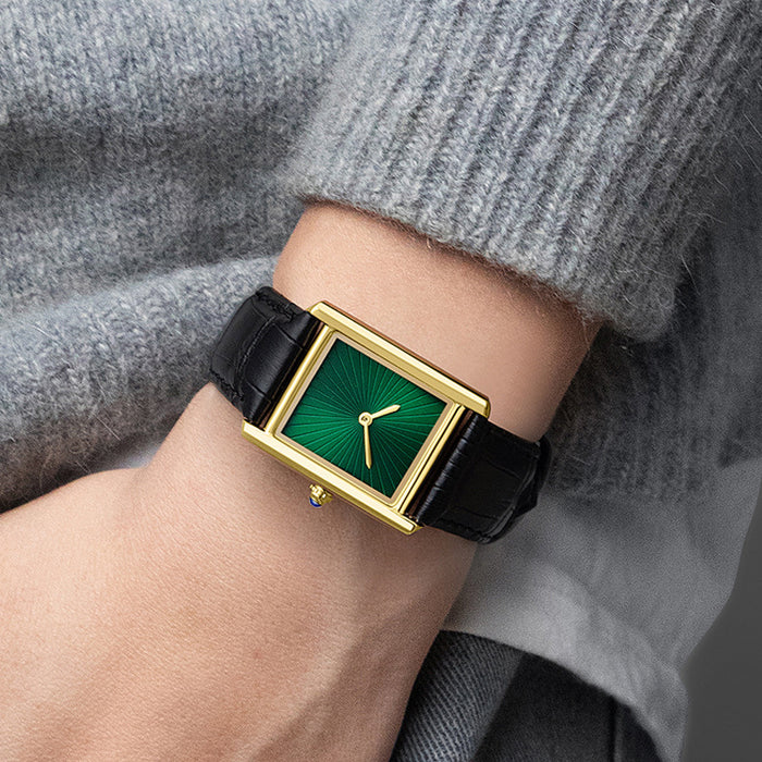 Rectangle Classic — Gold / Green / Black Strap