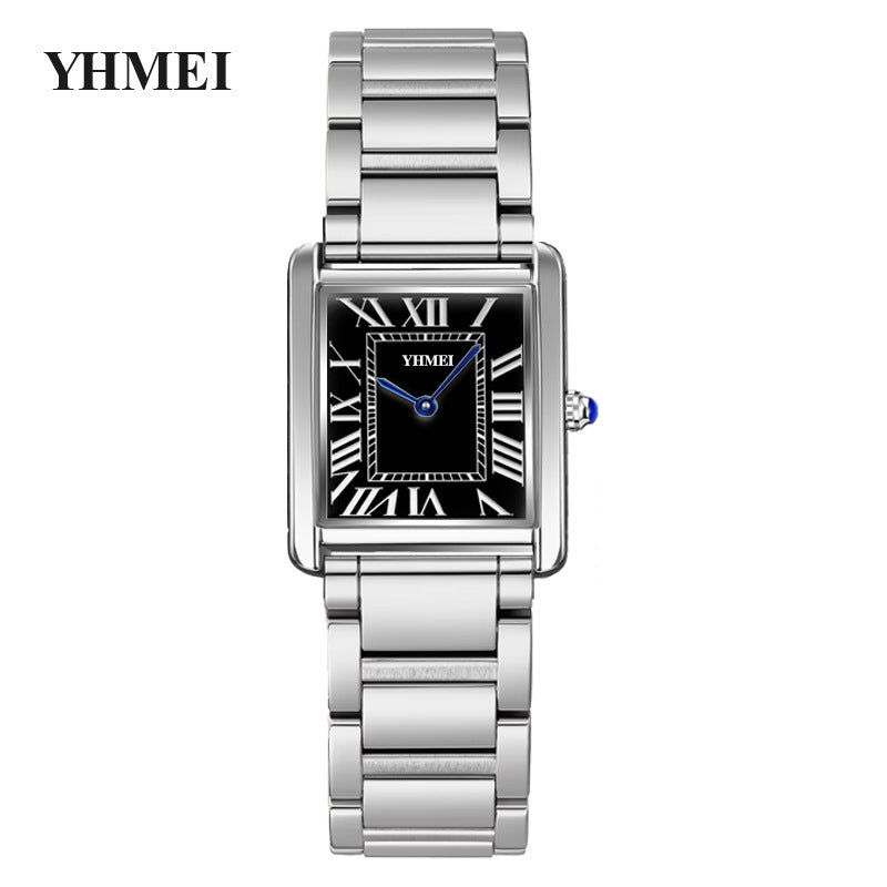 Roman Square — Silver / Black / Steel Bracelet